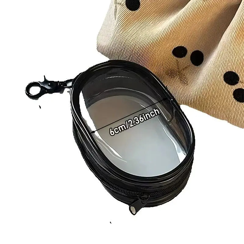 Mini Portable Clear Zipper Storage Bag Space-Saving Organizer with Keychain Loop for Earphones Chargers Versatile Travel Accessory