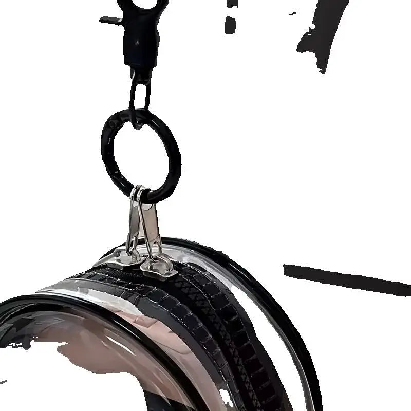 Mini Portable Clear Zipper Storage Bag Space-Saving Organizer with Keychain Loop for Earphones Chargers Versatile Travel Accessory