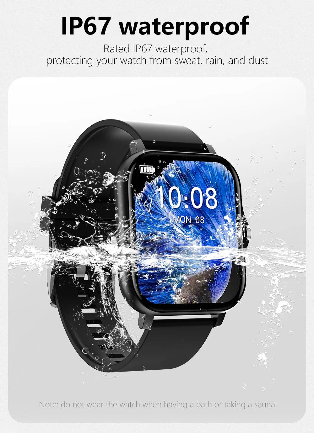Luxury Smart Watch Mens Full Fitness IP67 Waterproof Heart Rate Blood Pressure Monitor Smart Watches Men Android IOS Smartwatch