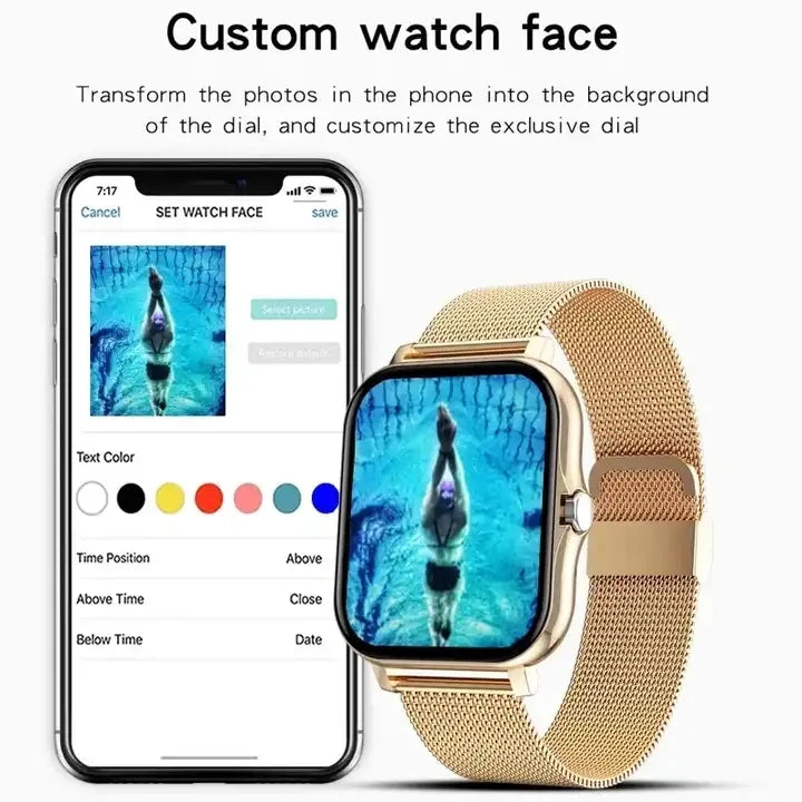 Luxury Smart Watch Mens Full Fitness IP67 Waterproof Heart Rate Blood Pressure Monitor Smart Watches Men Android IOS Smartwatch