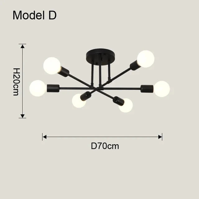 Golden Sputnik Chandelier - Modern LED Ceiling Light