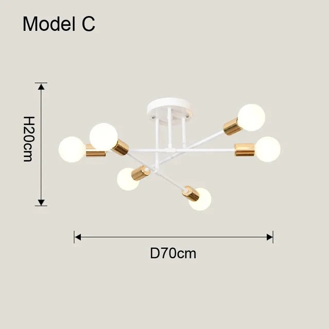Golden Sputnik Chandelier - Modern LED Ceiling Light