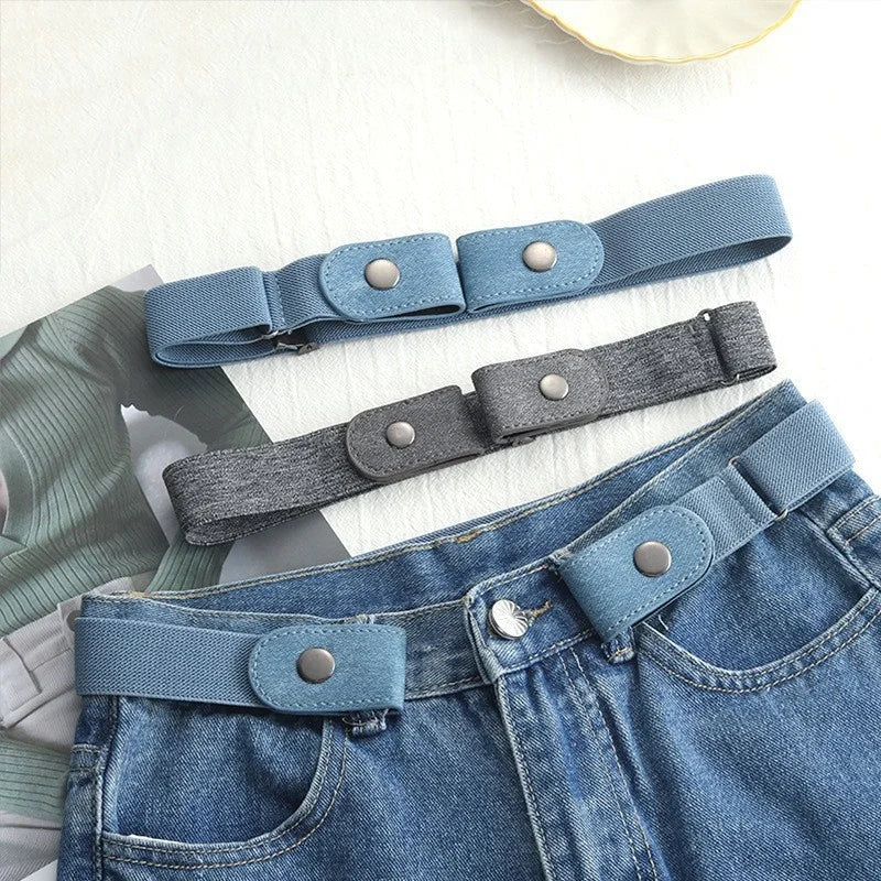 Adjustable Canvas Elastic Waist Band, Comfortable Easy-to-Wear Buckle-Free Belt for Men Women, Suitable for Casual Jeans