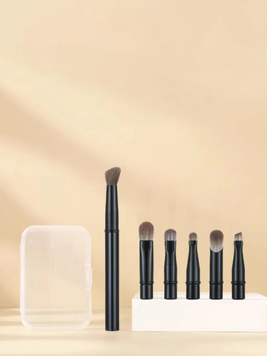 6-Piece Black Portable Makeup Brush Replacement Brush Head Set, Nose Shadow Brush Travel Set