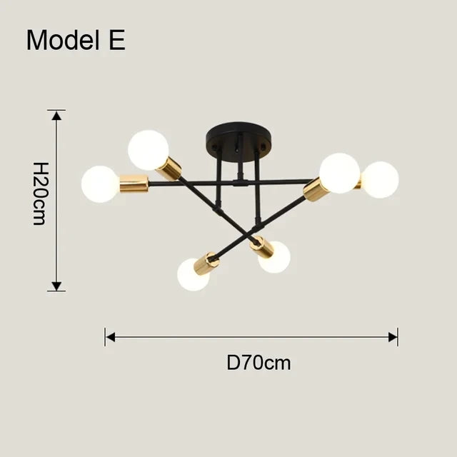 Golden Sputnik Chandelier - Modern LED Ceiling Light