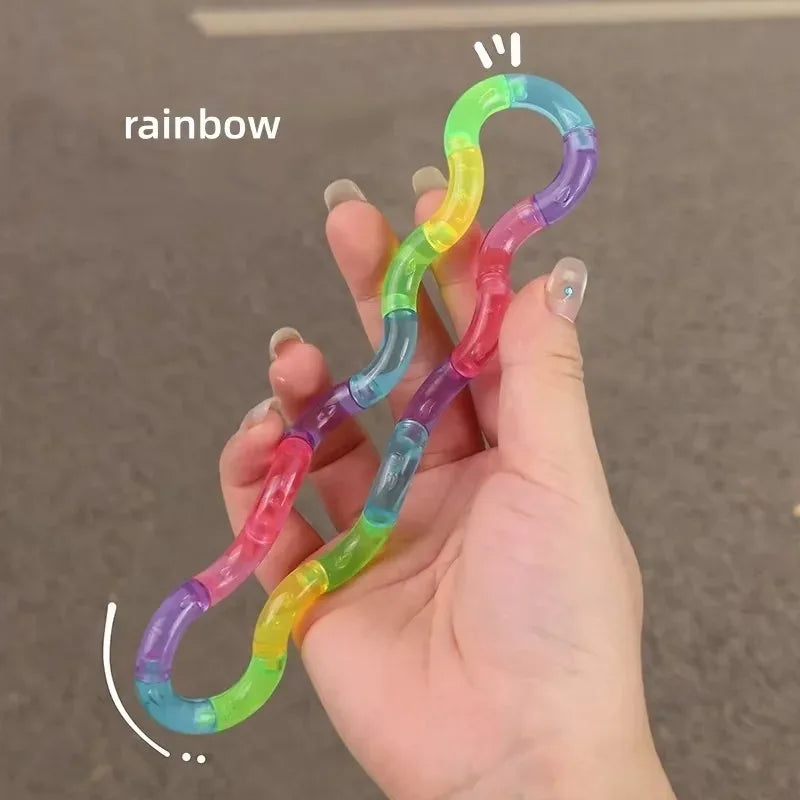 Transformable Knot Stress Relief Toy Rainbow Twisting Rope for Adults and Students, Boredom Busting Gadget for Class and Office, Portable Anti-Anxiety Stress-Relief Fidget Toy