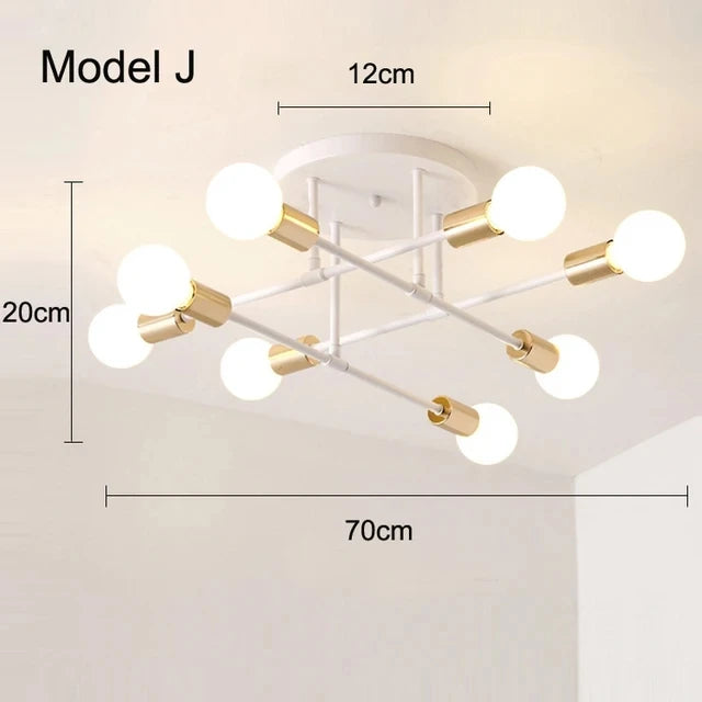 Golden Sputnik Chandelier - Modern LED Ceiling Light