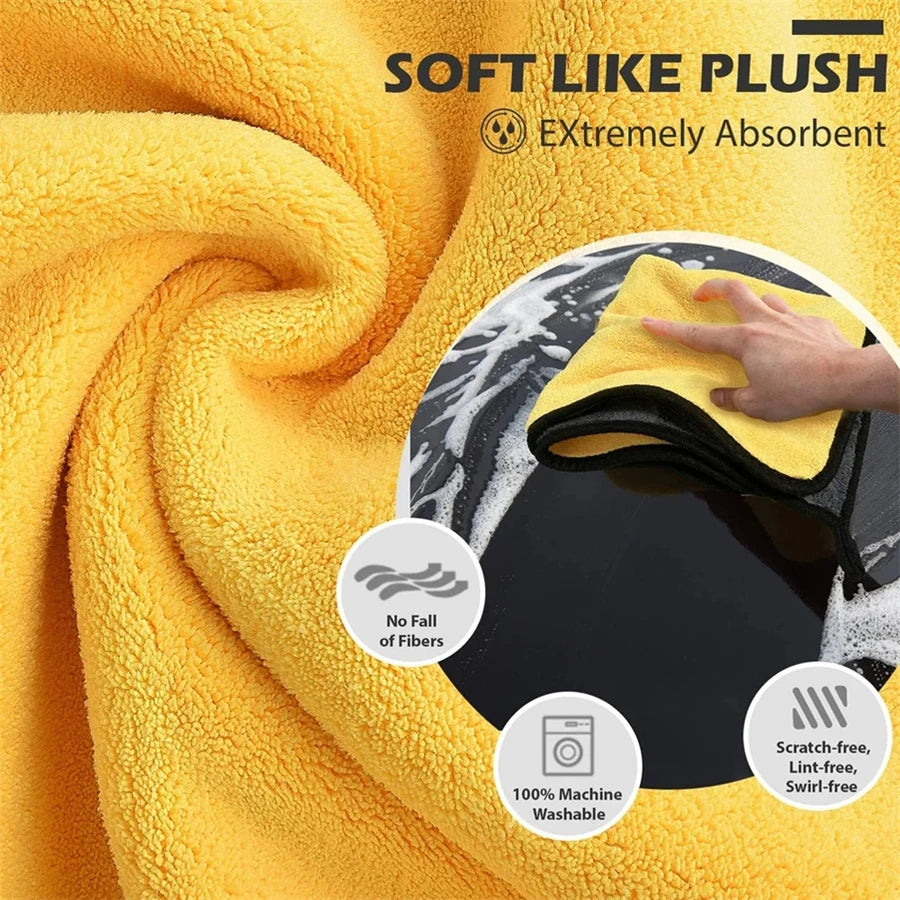 2pcs Microfiber Cleaning Towel Car Cleaning Cloths Professional Detailing Car Drying Microfiber Towel Wash Towel Accessories