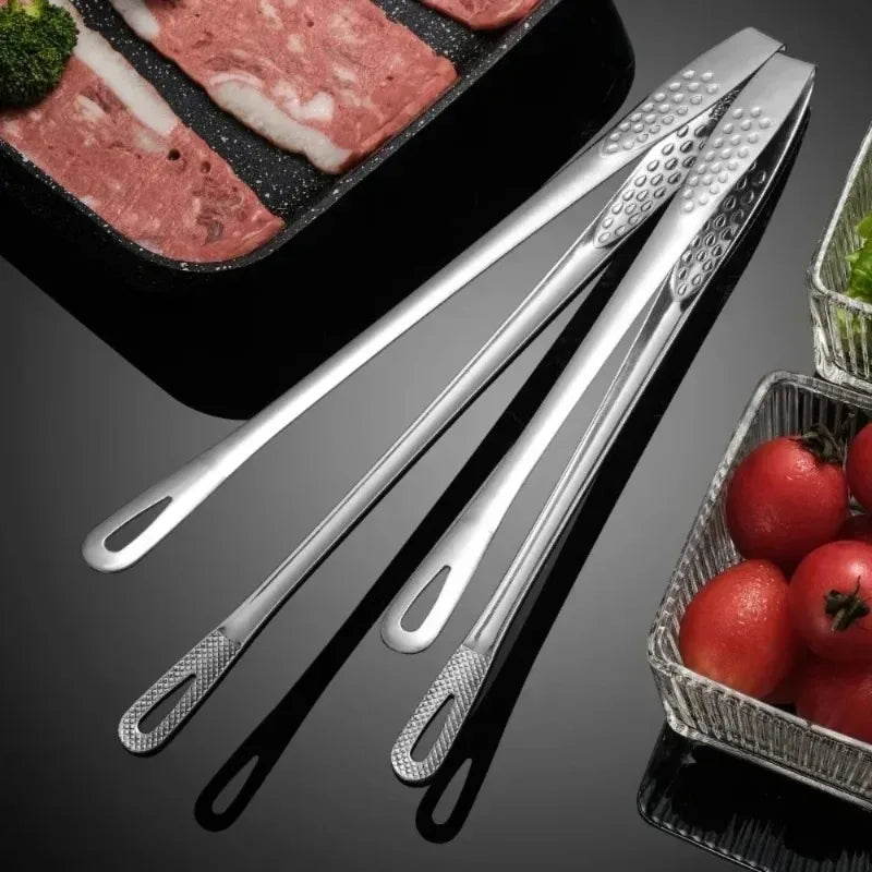Stainless Steel Barbecue Tongs Kitchen Tongs, Vegetable Tongs Reusable Barbecue Meat Tongs Cooking Tweezers Kitchen Tools