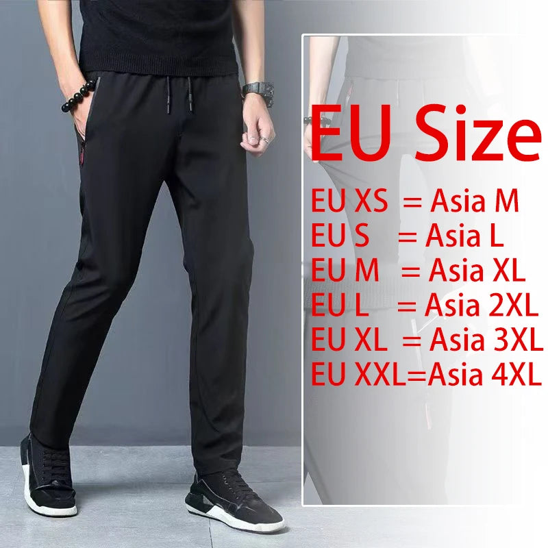 Men's Casual Pants Straight Leg Slim Fit Elastic Waist Jogging Pants Korean Classic Blue Black Gray Men's Pants Plus Size 4XL 5X