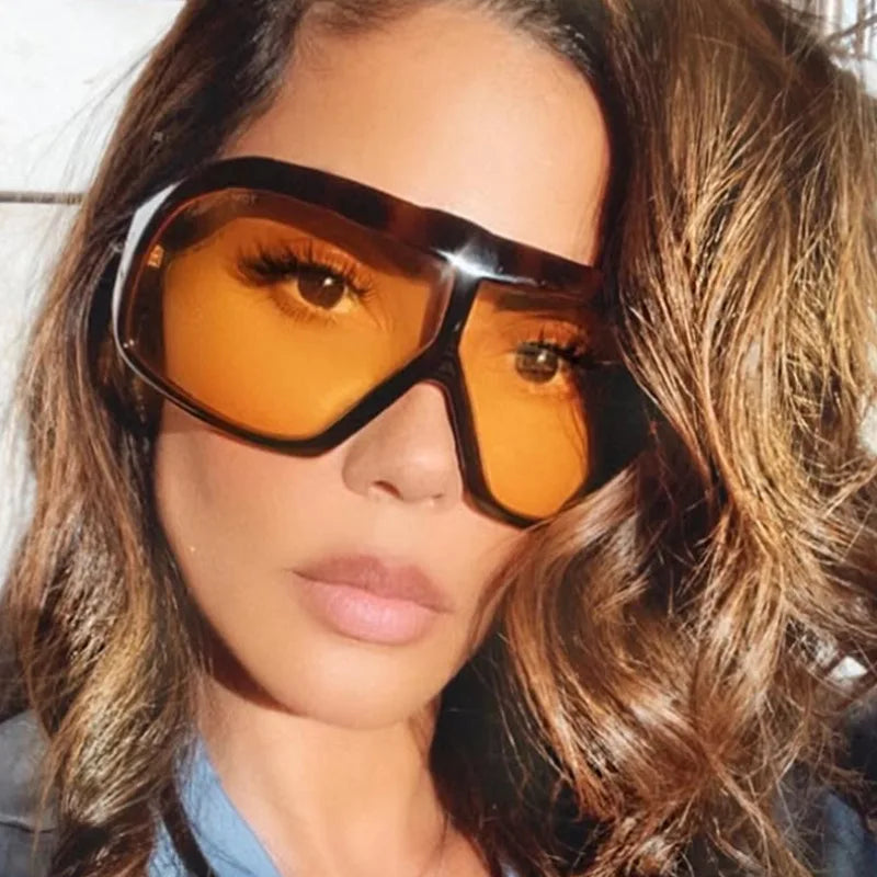 Vintage Oversized Gradient Sunglasses Women New Fashion Leopard Print Elegant Sun Glasses Ladies Trendy Cat Eye Shades 306815