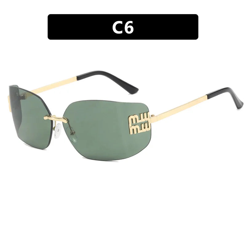 Vintage Rimless Rectangle Sunglasses