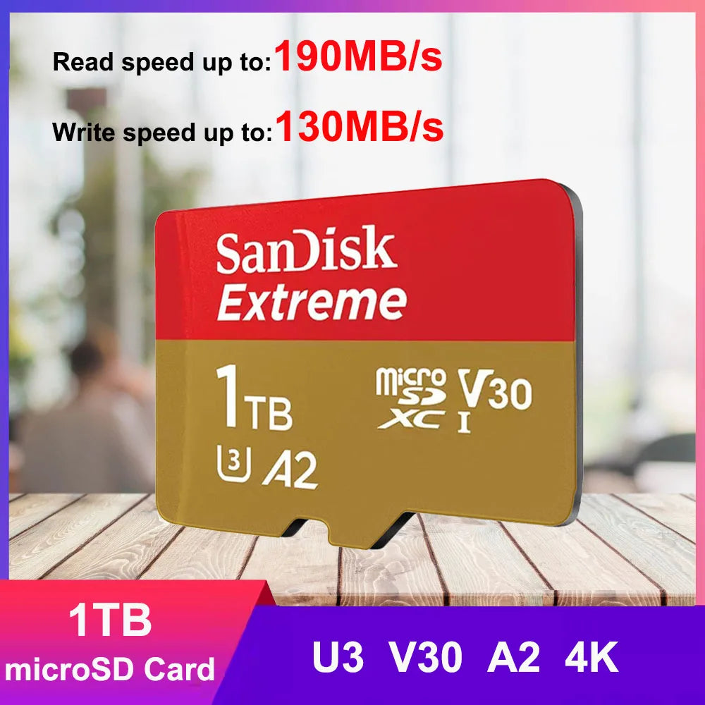 SanDisk Memory Card MicroSD 32GB 64GB 128GB 256GB 512GB 1TB micro SD Card Extreme TF Card Class10 U3 V30 4K UHD A2 micro SDXC