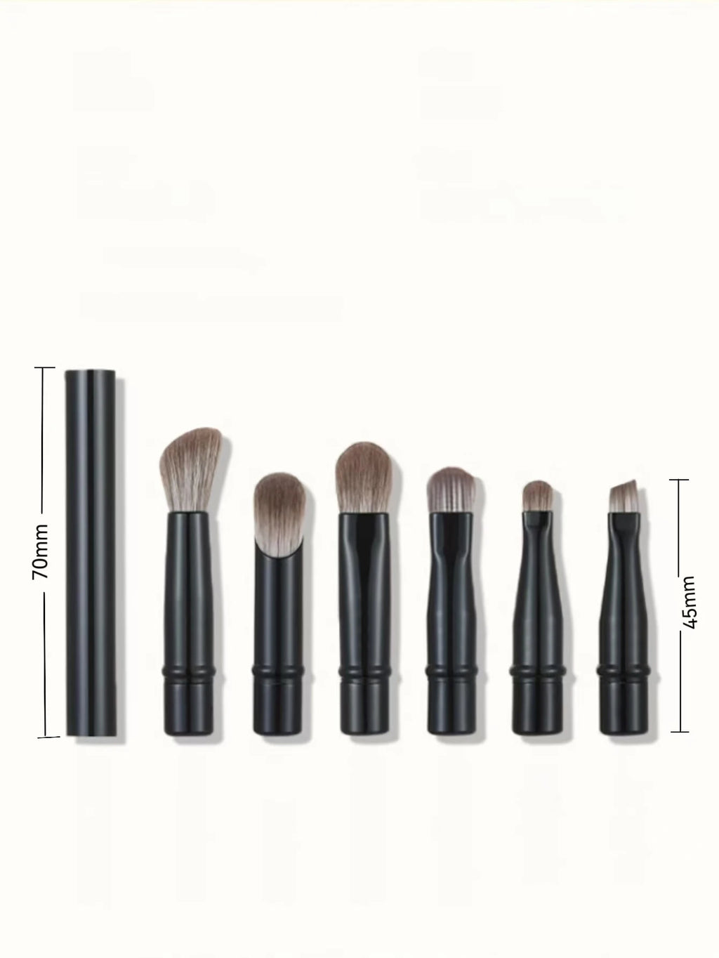 6-Piece Black Portable Makeup Brush Replacement Brush Head Set, Nose Shadow Brush Travel Set