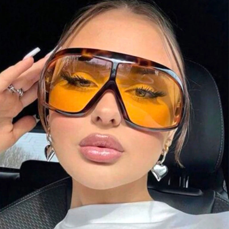 Vintage Oversized Gradient Sunglasses Women New Fashion Leopard Print Elegant Sun Glasses Ladies Trendy Cat Eye Shades 306815