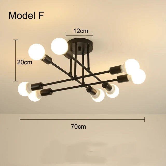 Golden Sputnik Chandelier - Modern LED Ceiling Light