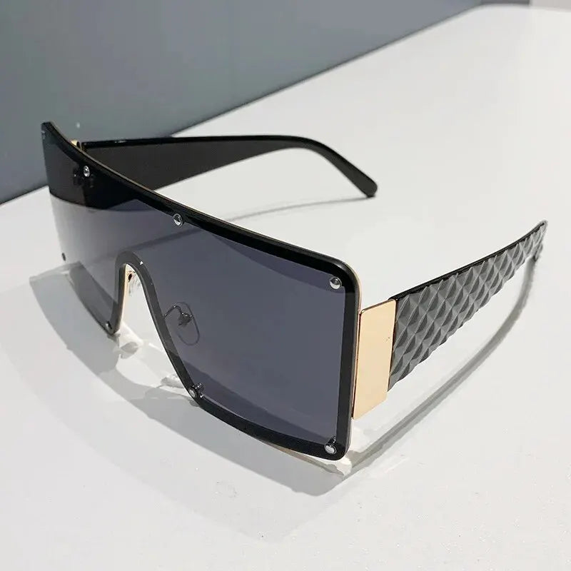 Fashion Large Frame Sunglasses Female One-piece Wide-rimmed Sunglasses Ins Street Shooting Catwalk Uv400