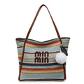 Summer Rainbow Woven Tote Bag for Women, Fashion Large Capacity Casual Versatile Vacation Style Shoulder & Underarm Bag
