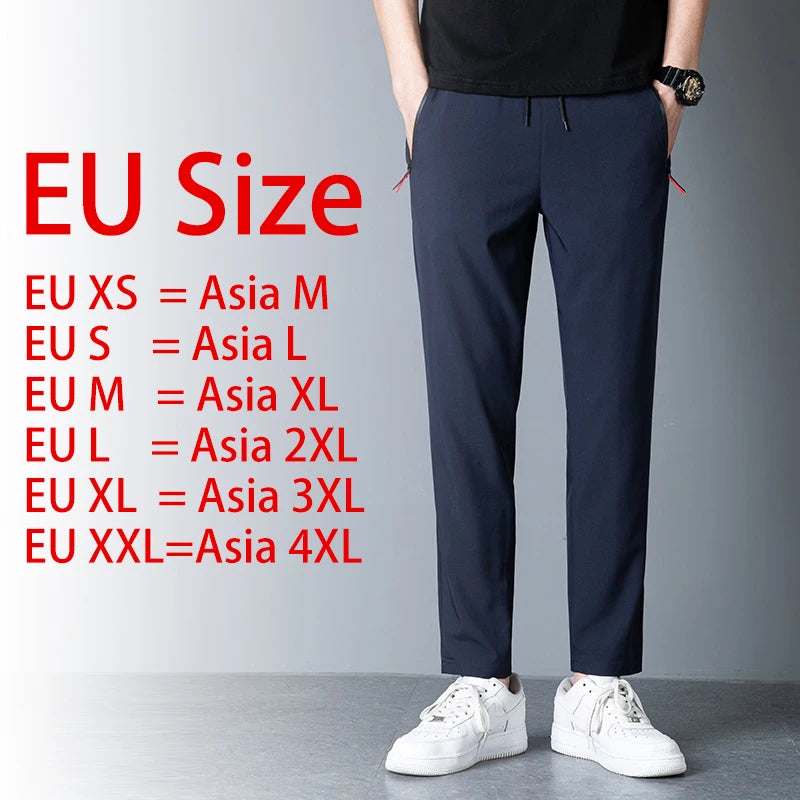Men's Casual Pants Straight Leg Slim Fit Elastic Waist Jogging Pants Korean Classic Blue Black Gray Men's Pants Plus Size 4XL 5X