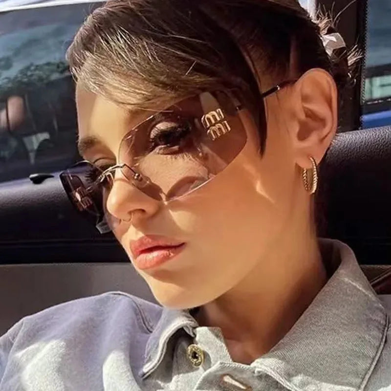 Vintage Rimless Rectangle Sunglasses