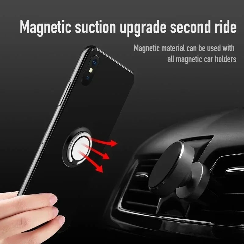 Mini Finger Ring Holder Stand 360° Rotating Phone Grip Back Sticker with Magnetic Car Mount Plate Universal Cellphone Bracket fo