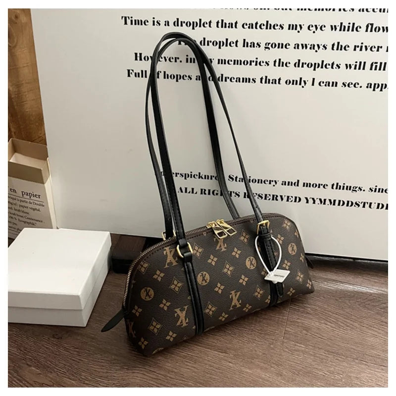 2026 Luxury Style Monogram Pattern Underarm Bag Women's Casual Zipper Closure Tote Purse