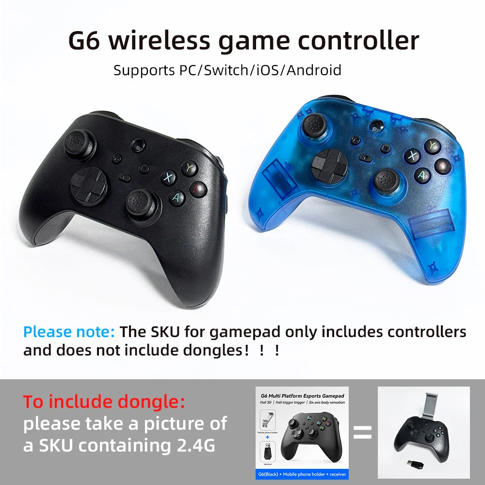 G6 Wireless Mobile Game Controller with Hall Trigger and Hall Joystick Supporting Switch/PC/Android/iOS