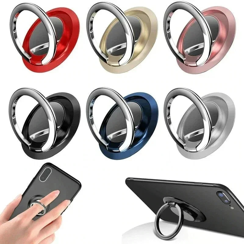 Mini Finger Ring Holder Stand 360° Rotating Phone Grip Back Sticker with Magnetic Car Mount Plate Universal Cellphone Bracket fo