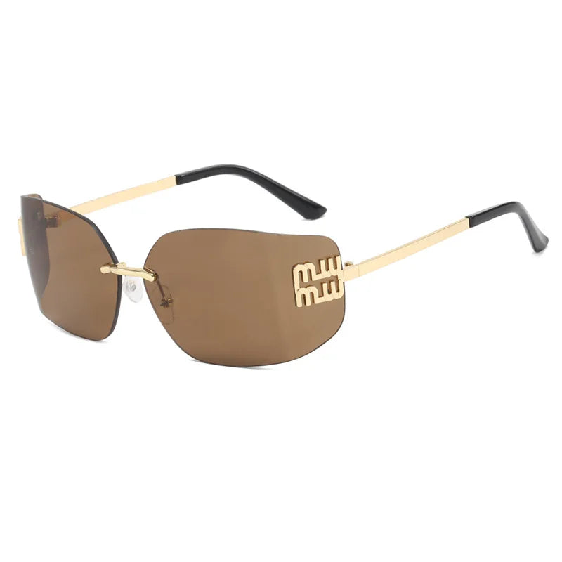 Vintage Rimless Rectangle Sunglasses