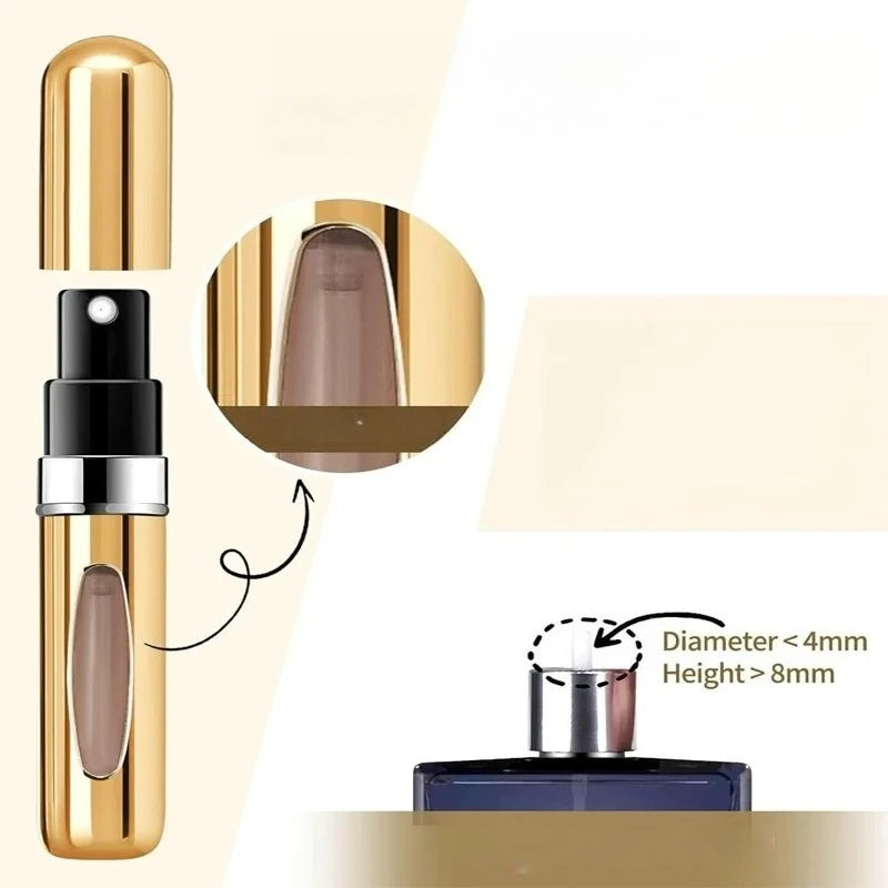 4Pcs 5ml Mini Portable Aluminum Perfume Atomizer Refillable Spray Bottles for Cosmetics And Traveling Liquid Container