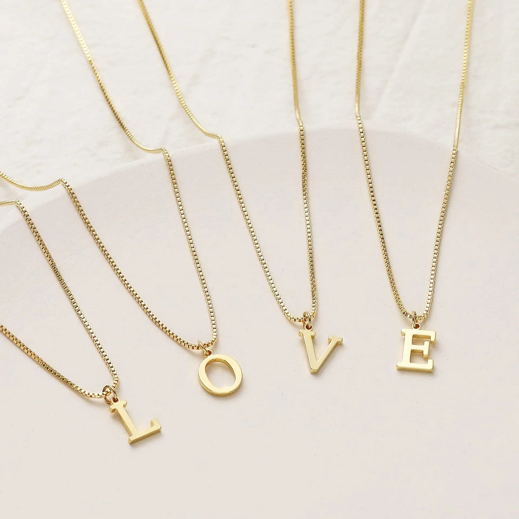 A-Z Initial Necklace 18K Gold Plated Necklace Cute Letter Stainless Steel Necklace for Women
