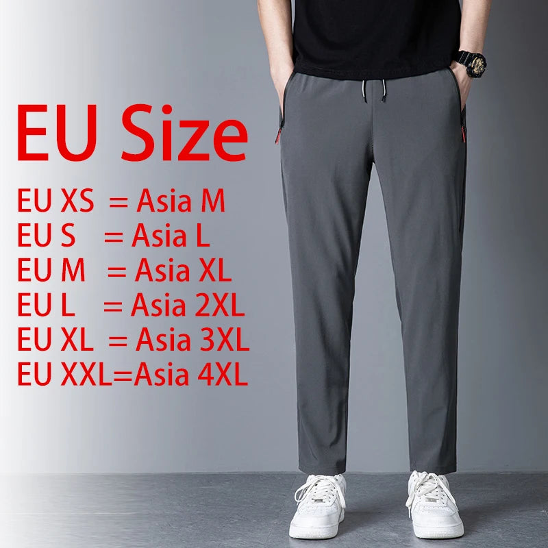 Men's Casual Pants Straight Leg Slim Fit Elastic Waist Jogging Pants Korean Classic Blue Black Gray Men's Pants Plus Size 4XL 5X
