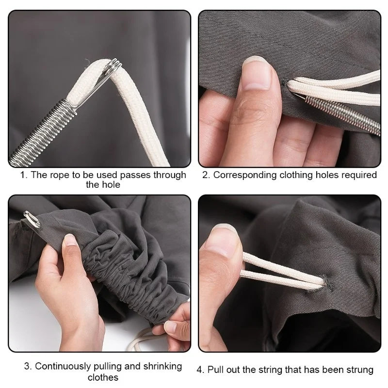 1/30Pcs Stainless Steel Rope Threading Tool Bendable Spring Drawstring Threader Clip Drawstring Thread DIY Sewing Accessories