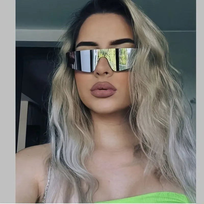 1pc Fashion Women's Glasses Future Geometric Polygon Cyberpunk Street Style Frameless Decorative Glasses