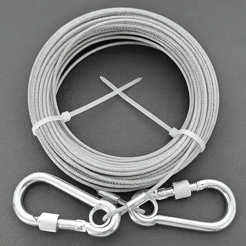 460/900/1500 Stainless Double Steel Heavy-Duty Reflective Dog Tie-Out Cable Capacity with Swivel Snap Hooks - Ideal for Outdoor