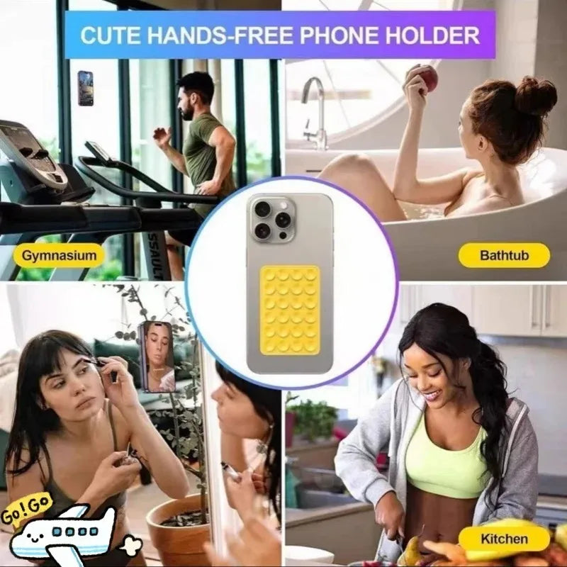 2PCS Silicone Suction Phone Holder Mat Multi-functional Suction Cup Phone Stand Square Single-Sided For Selfies And Videos