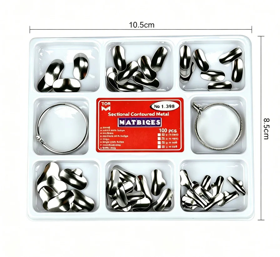 100Pcs Dental Sectional Contoured Metal Strips Dental Matrix Rings Full Tooth Restorer Dentist Oral Supplies