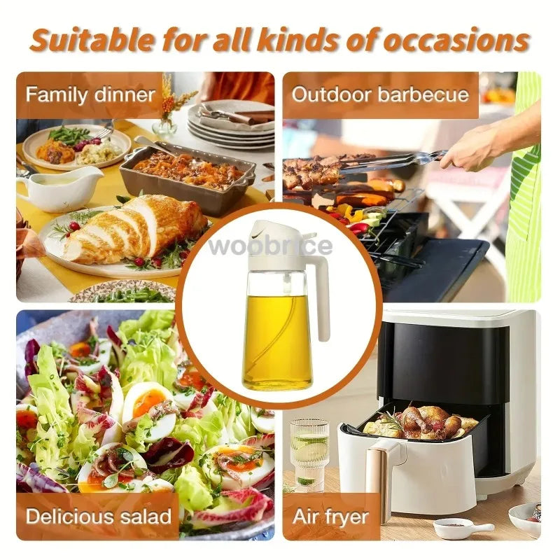 2 in1 Oil Spray Bottle Plastic Kitchen Barbecue Cooking Olive Oil Dispenser Oil Jar Baking Vinegar Soy Sauce Spray Container