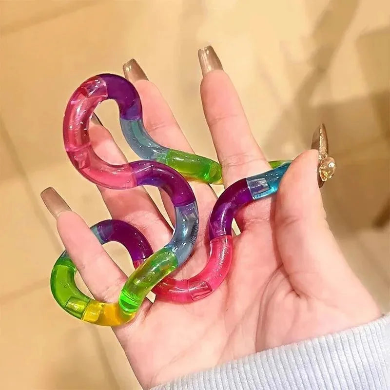 Transformable Knot Stress Relief Toy Rainbow Twisting Rope for Adults and Students, Boredom Busting Gadget for Class and Office, Portable Anti-Anxiety Stress-Relief Fidget Toy