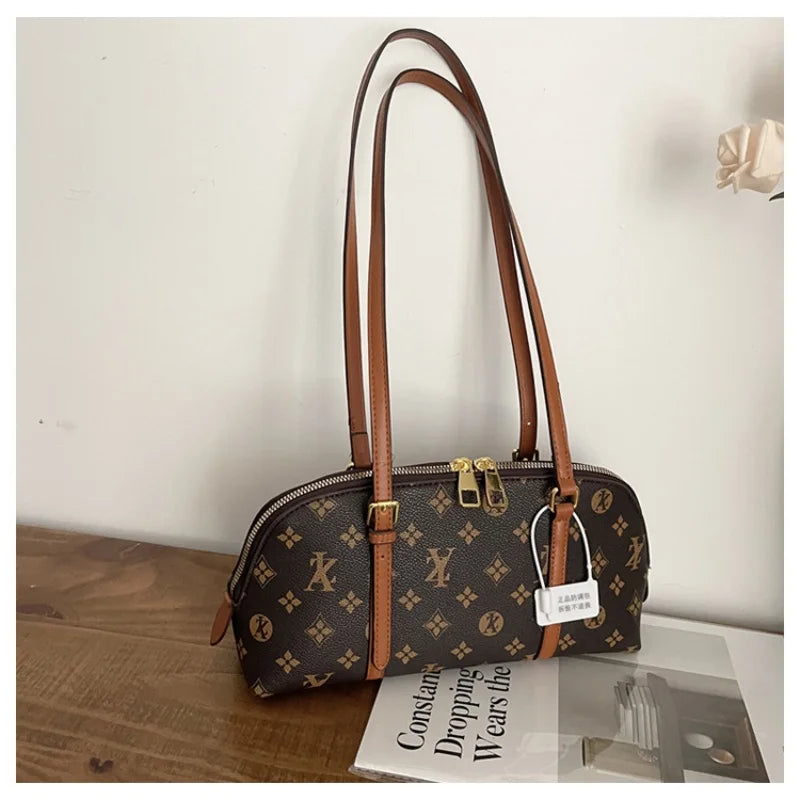 2026 Luxury Style Monogram Pattern Underarm Bag Women's Casual Zipper Closure Tote Purse