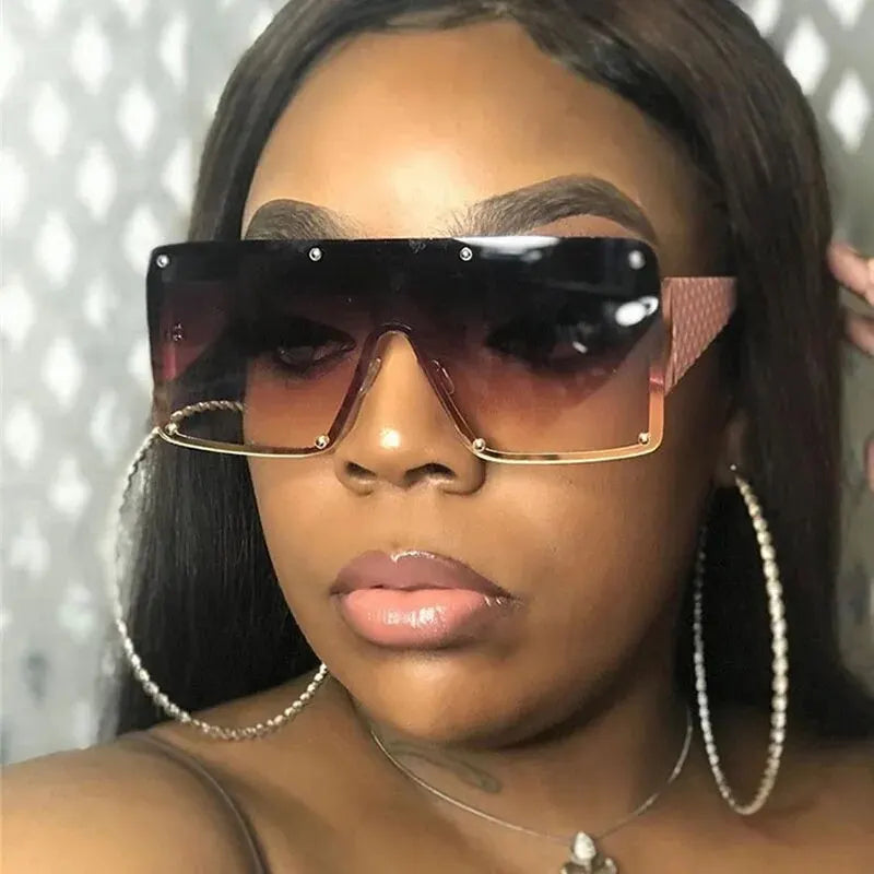 Fashion Large Frame Sunglasses Female One-piece Wide-rimmed Sunglasses Ins Street Shooting Catwalk Uv400