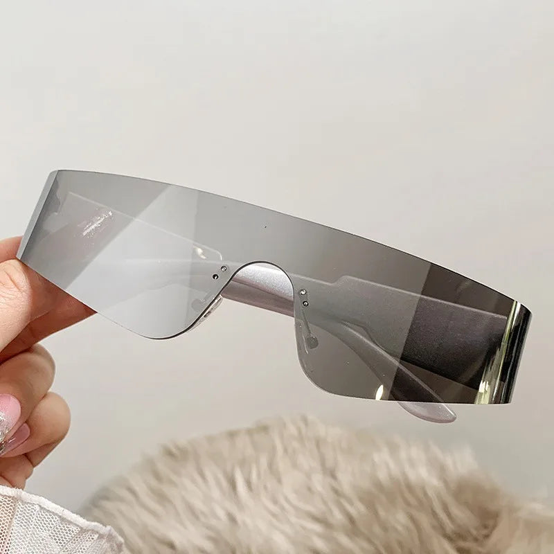 1pc Fashion Women's Glasses Future Geometric Polygon Cyberpunk Street Style Frameless Decorative Glasses