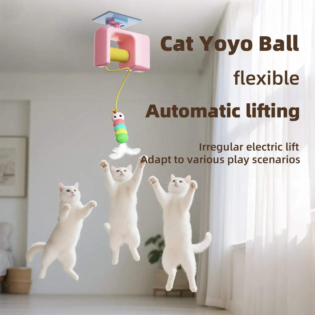 P-Cats Toys Pet Stress Relief Rechargeable Interactive Hanging Door Automatic Electric Flying Bird Cat Toy for Hunt Elastic Rope