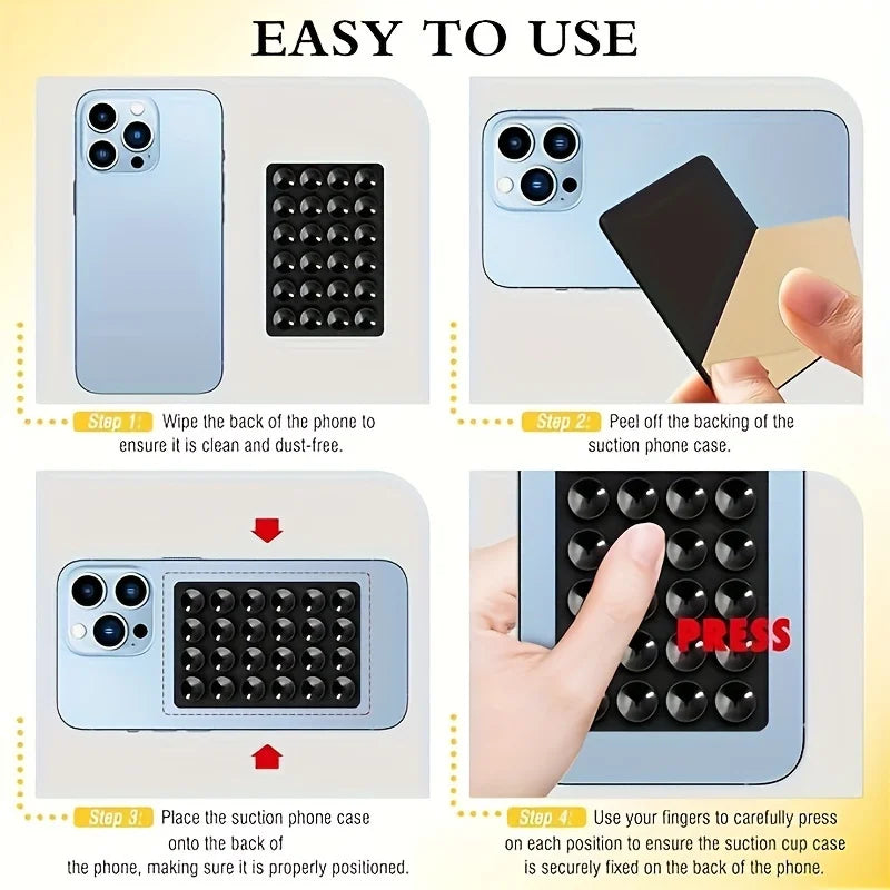 2PCS Silicone Suction Phone Holder Mat Multi-functional Suction Cup Phone Stand Square Single-Sided For Selfies And Videos