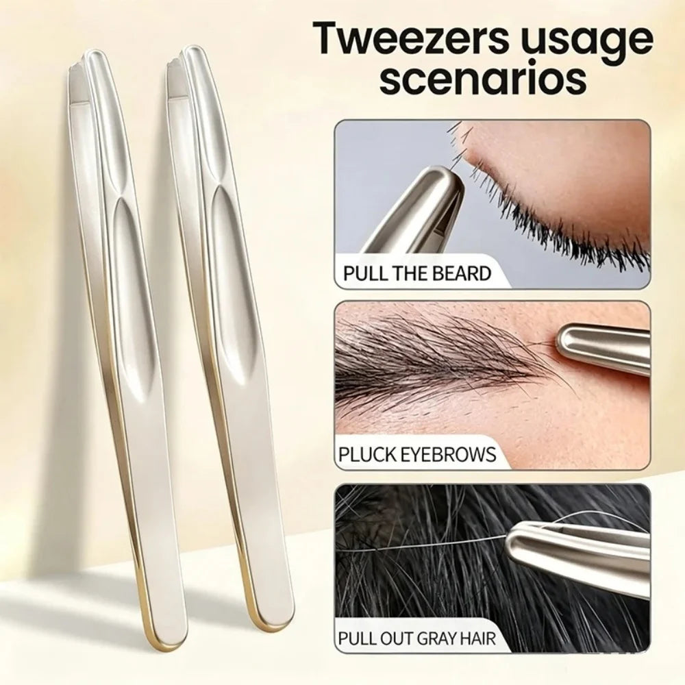 Premium Round Head Tweezers Precision Clips Eyebrow Grooming Facial Beard Hair Removal Short Hair Capturing Eyebrow Combing Tool