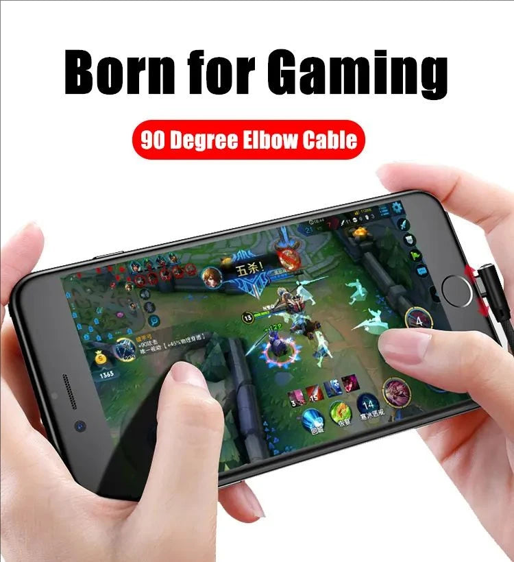 Fast Charge Right Angle USB Cable 90 Degree Elbow Gaming Charger for iPhone 13 14 pro 11 12 Mini XS Max XR X 7 8 plus