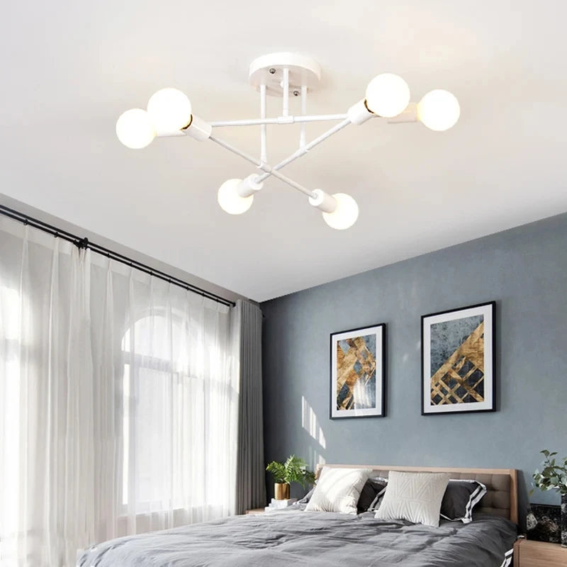 Golden Sputnik Chandelier - Modern LED Ceiling Light