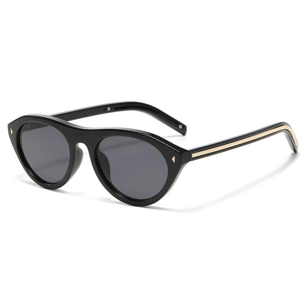 New Fashion Designer Sunglasses Women Cat Eye Sunglass Woman Retro Trendy Oval Rivets Eyewear Y2K UV400 Shades Gafas