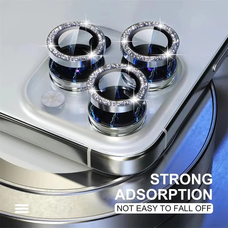 Diamond Camera Lens Protector Glass for iPhone 13 11 12 14 15 16 Pro Max Mini Back Metal Lens Protective Film for iPhone 15 Plus