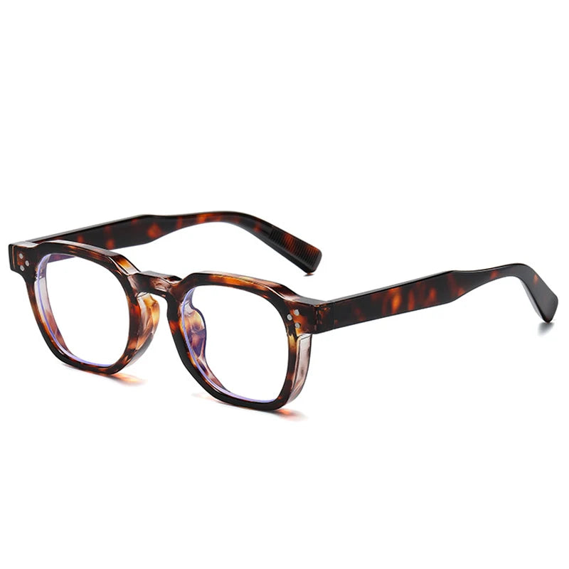 JNPCXI Fashion Vintage Rivet Oval Sunglasses Women Men Luxury Leopard Sun Glasses Anti Blue Light Eyeglasses Frame